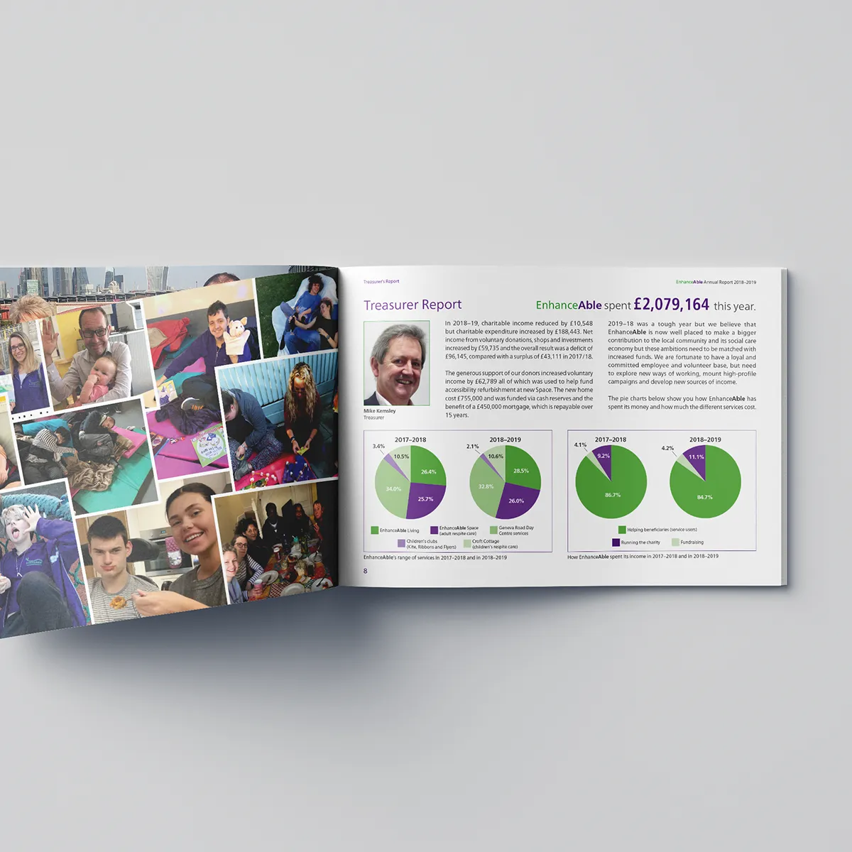 Annual report design for Enhanceable charity